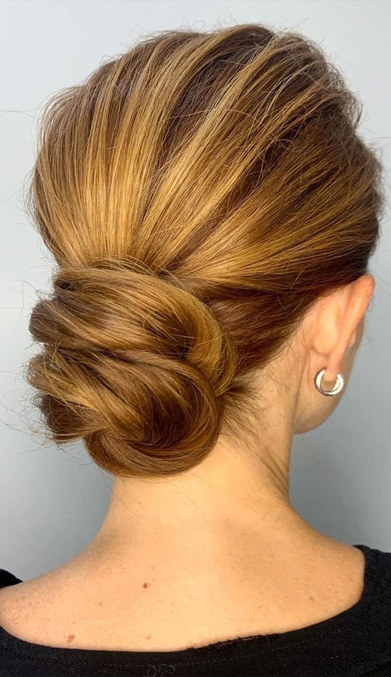 Textured Bronde Low Bun Textured Bronde Low Bun — Trendy Formal Updos
