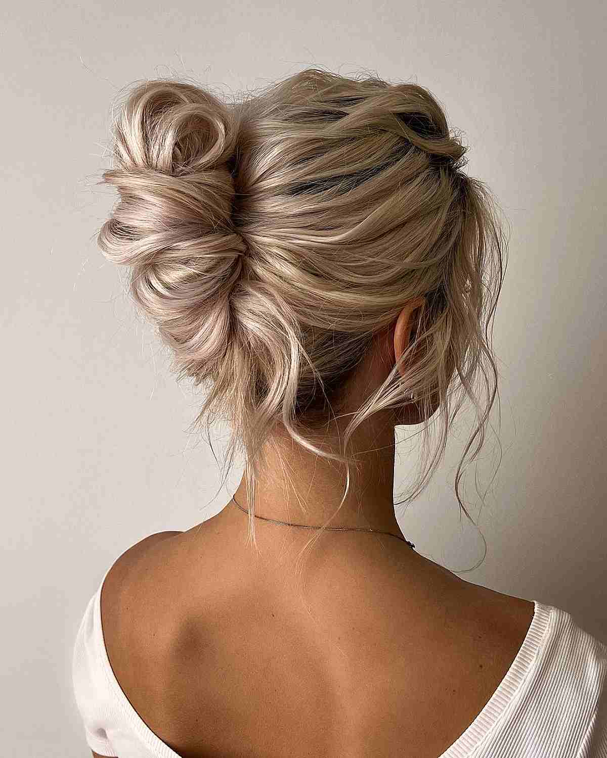 Textured Ash Blonde Knot Textured Ash Blonde Knot — Trendy Formal Updos