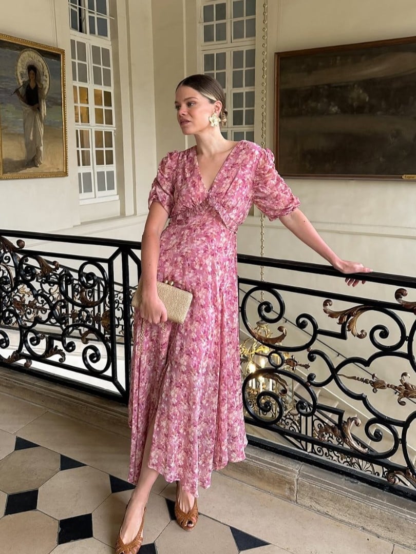 Floral Print Midi Dress with Puff Sleeves Floral Print Midi Dress with Puff Sleeves — Trendy French Style