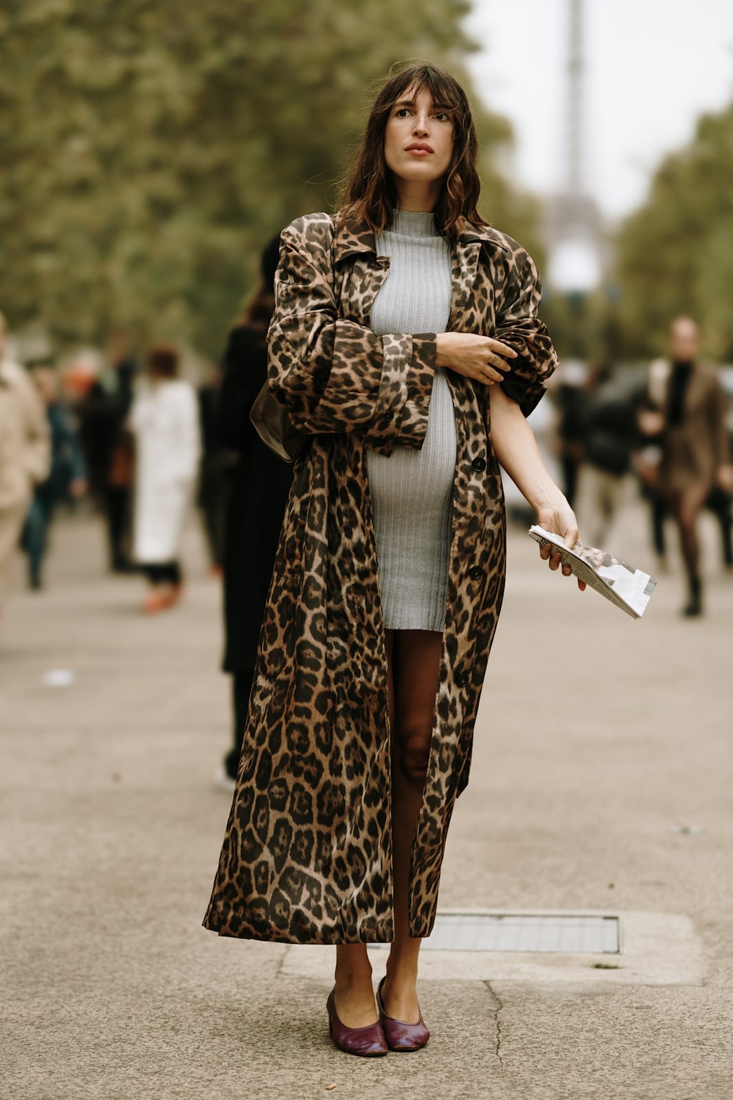 Leopard Print Trench Coat with Knit Dress Leopard Print Trench Coat with Knit Dress — Trendy French Style