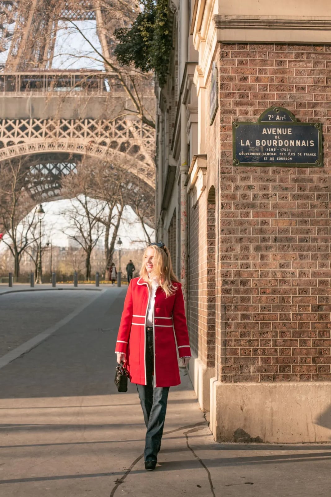 Striking Red Coat with White Trim Striking Red Coat with White Trim — Trendy French Style