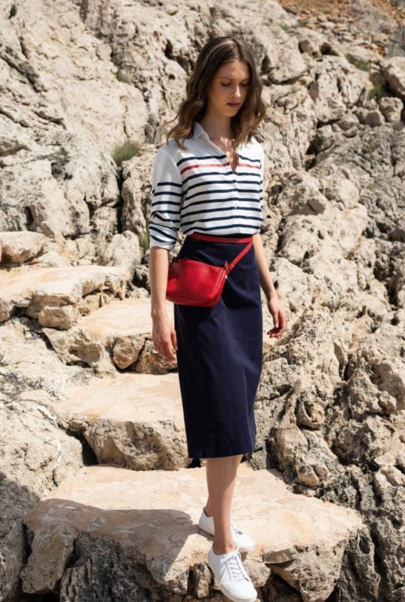 Breton Top with Pencil Skirt Breton Top with Pencil Skirt — Trendy French Style
