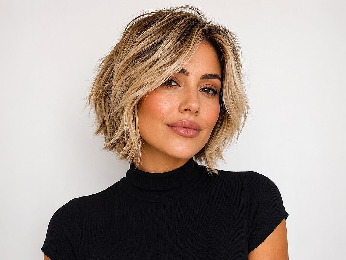Textured Chin Bob With Root Shadow Textured Chin Bob With Root Shadow — Trendy Going Out Hairstyles