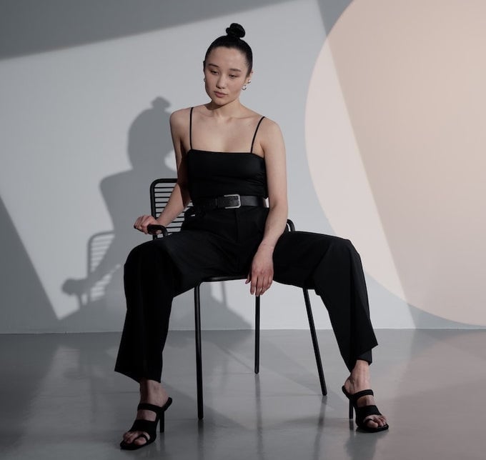 Black Spaghetti Top With Wide-Leg Trousers — Trendy Going Out Outfits Night Club
