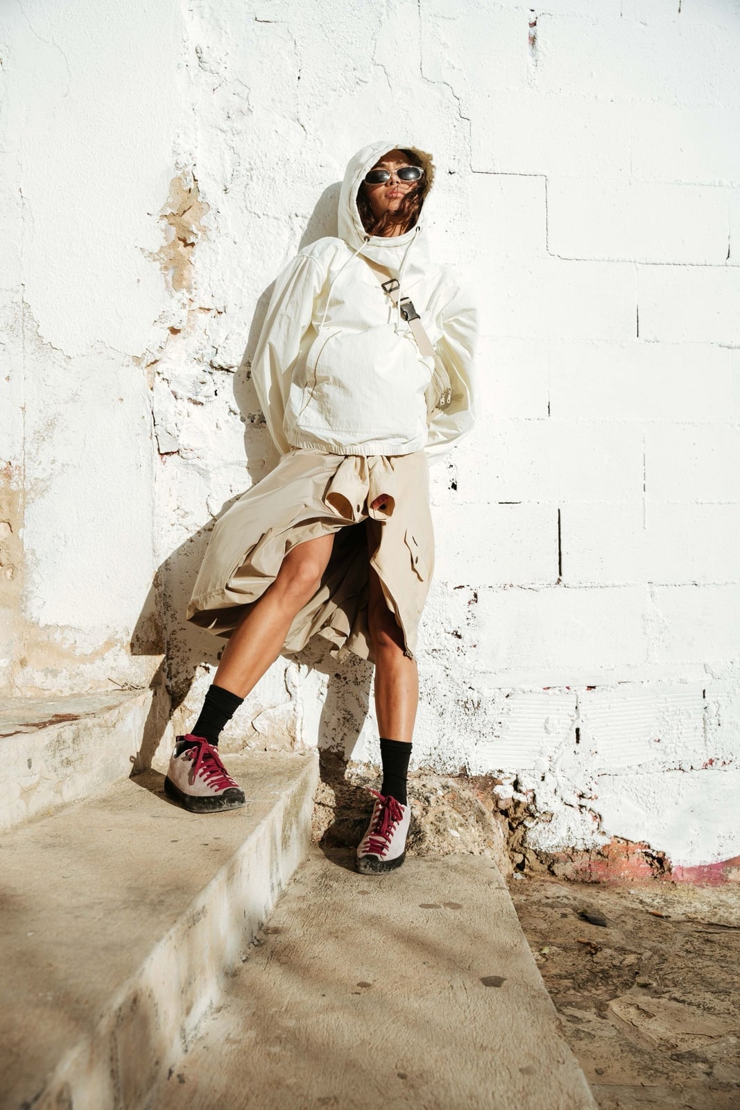 Cream Utility Jacket with Beige Utility Skirt Cream Utility Jacket with Beige Utility Skirt — Trendy Gorpcore Outfits