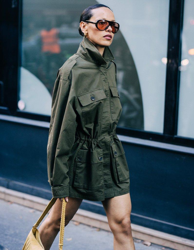 Olive Green Utility Jacket with Cinched Waist Olive Green Utility Jacket with Cinched Waist — Trendy Gorpcore Outfits