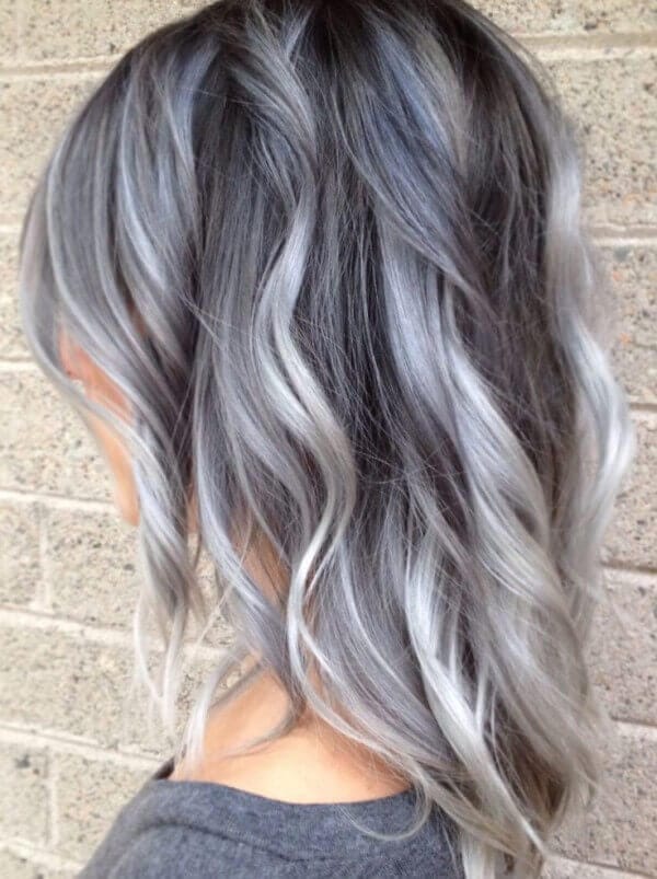 Gray With High Contrast Silver Highlights Gray With High Contrast Silver Highlights — Trendy Gray Hair Color