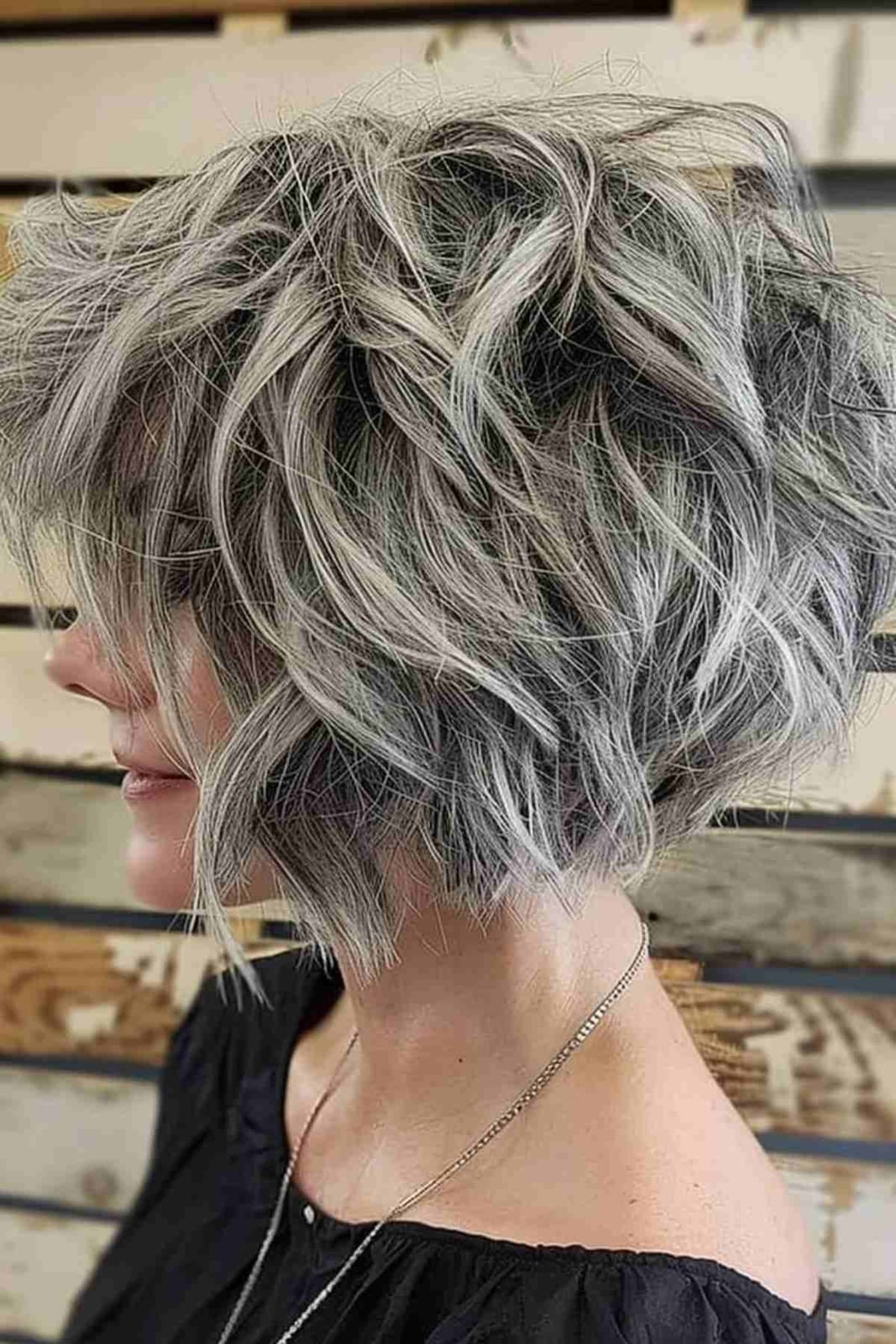 Gray With Bold Blonde Highlights Gray With Bold Blonde Highlights — Trendy Gray Hair Color