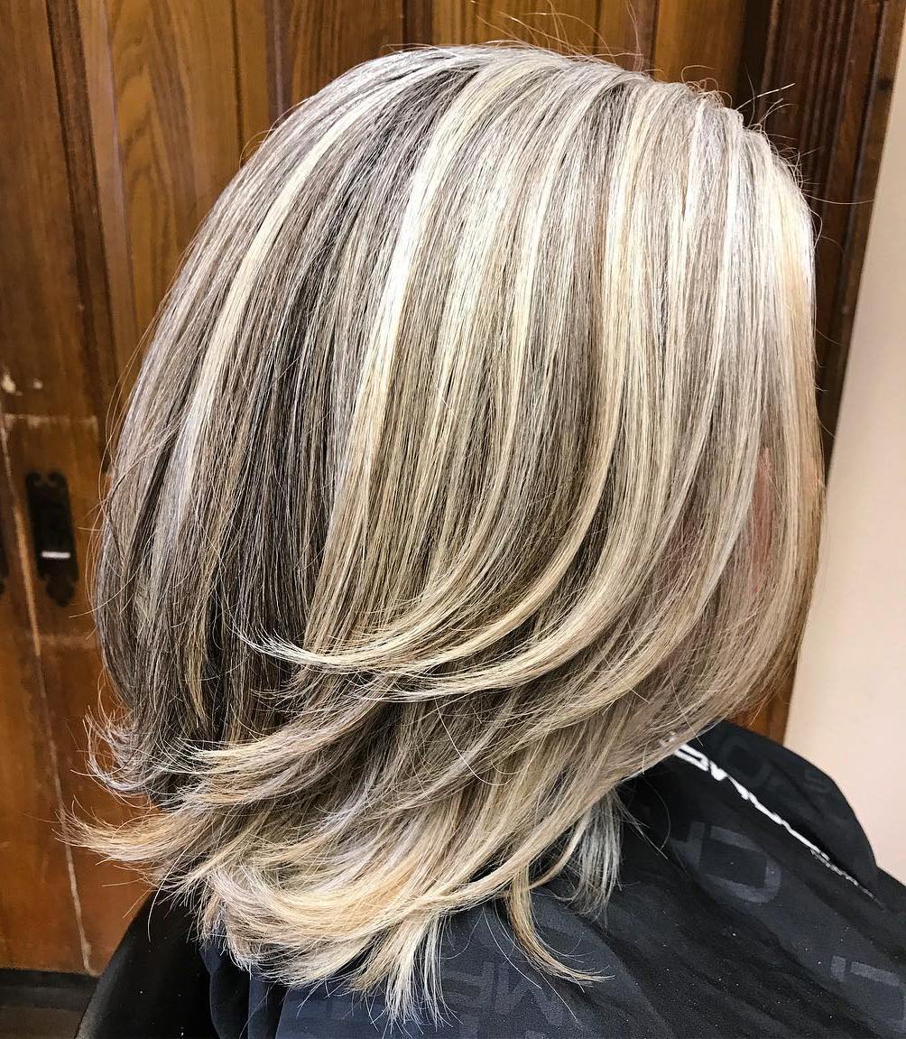 Wavy Lob With Contrasting Highlights Wavy Lob With Contrasting Highlights — Trendy Gray Hair Color