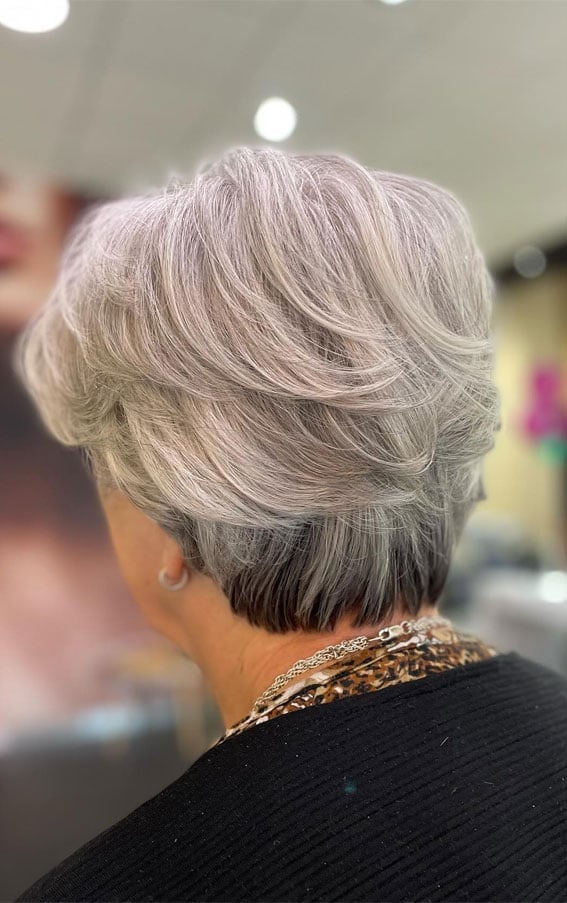 Layered Bob With Darker Roots Layered Bob With Darker Roots — Trendy Gray Hair Color