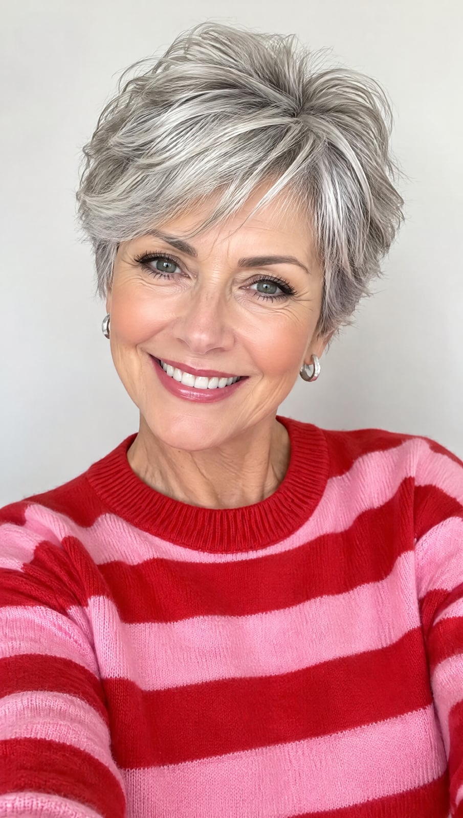 Silver Gray Textured Pixie Silver Gray Textured Pixie — Trendy Gray Hair Color