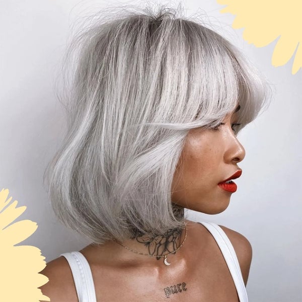 Ash Gray Layered Bob Root Shadow Ash Gray Layered Bob Root Shadow — Trendy Gray Hair Color