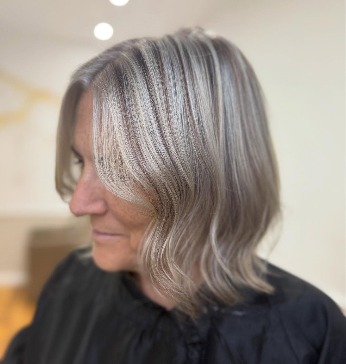 Gray With Subtle Blonde Highlights Bob Gray With Subtle Blonde Highlights Bob — Trendy Gray Hair Color