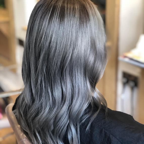 Ash Gray With Blonde Balayage Ash Gray With Blonde Balayage — Trendy Gray Hair Color