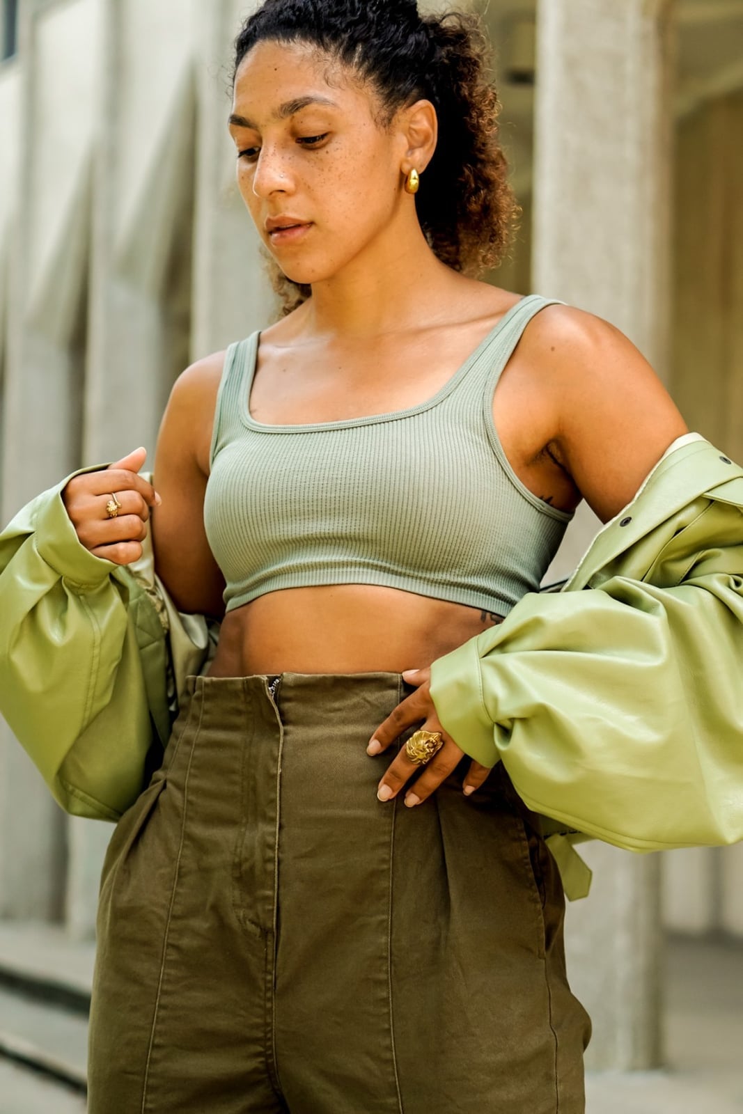 Olive Green High-Waisted Wide-Leg Trousers, Office-Safe Version Olive Green High-Waisted Wide-Leg Trousers, Office-Safe Version — Trendy Green Pants Outfits