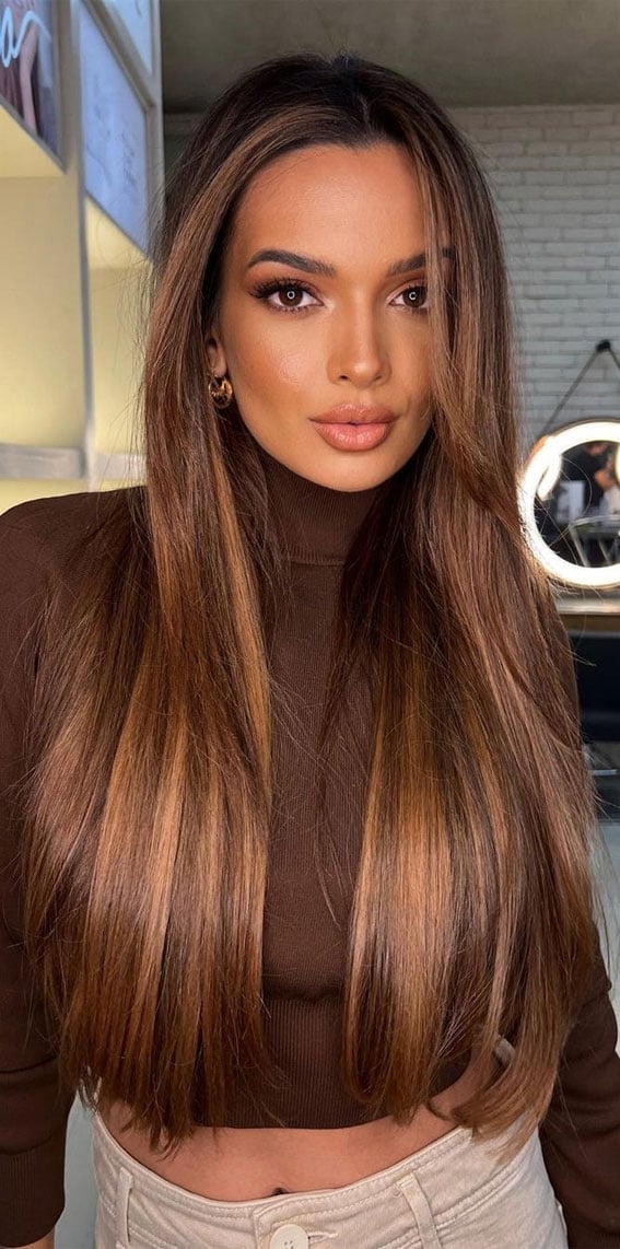 Glossy Mid-Back Layers With Side Part Glossy Mid-Back Layers With Side Part — Trendy Hair Pictures