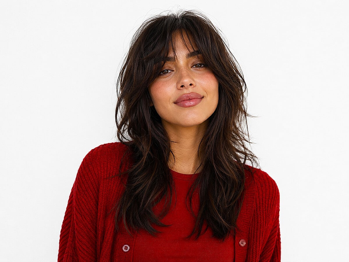 Shag With Full Fringe And Wavy Texture Shag With Full Fringe And Wavy Texture — Trendy Hair Pictures