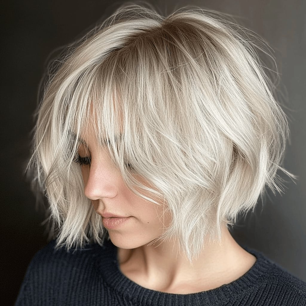 Chin Length Shag Bob With Platinum Blonde Color — Trendy Hairstyles for Teens