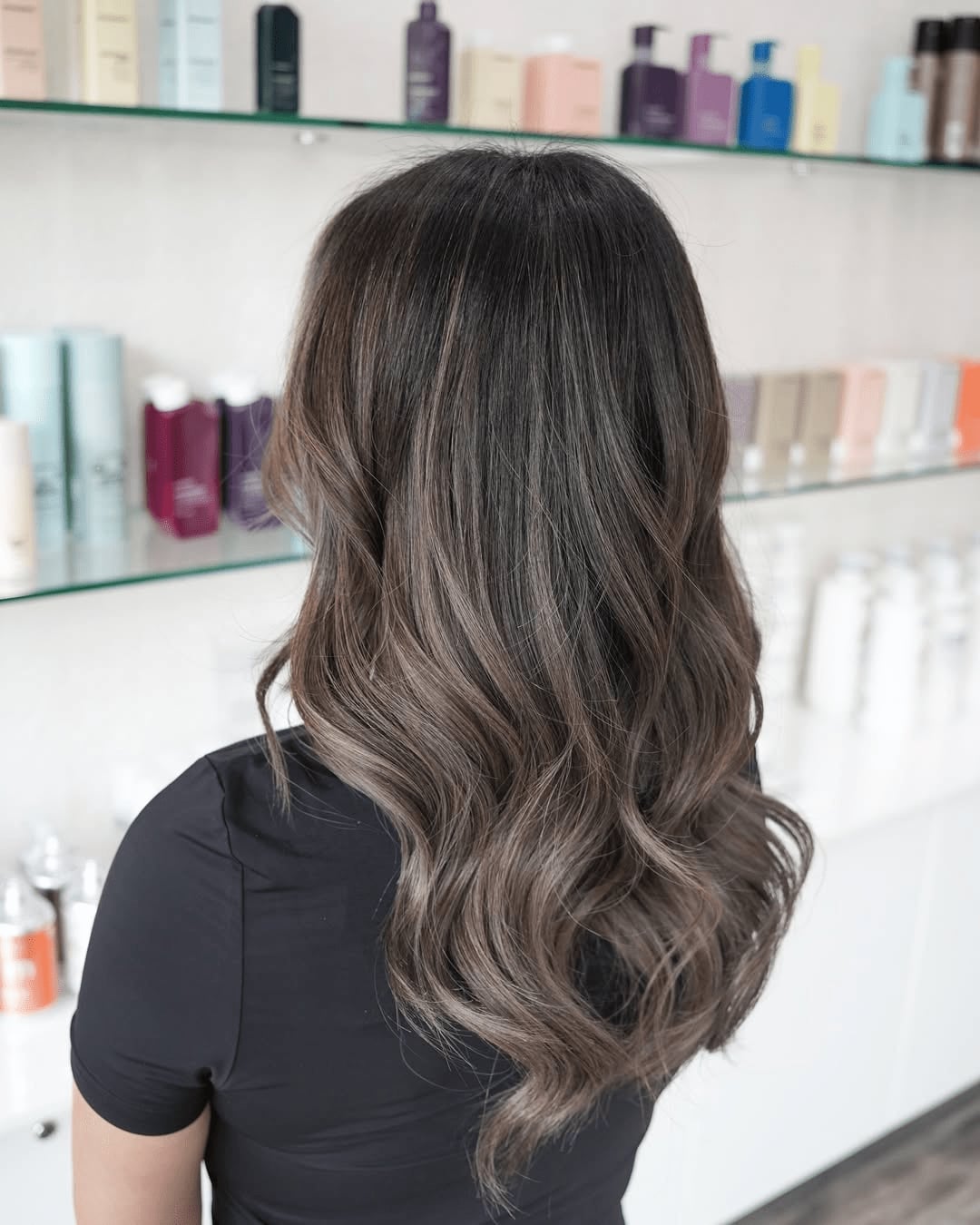 Mid-Back Dark Brown With Ash Blonde Highlights — Trendy Highlights Hair