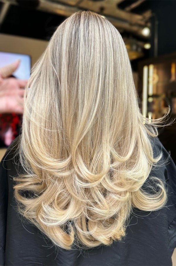 Mid-Back Buttery Blonde With Lighter Blonde Highlights — Trendy Highlights Hair
