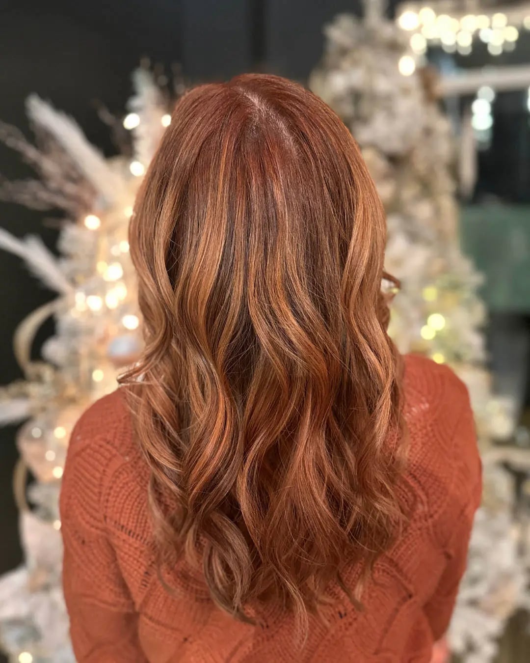 Mid-Back Auburn With Copper Highlights — Trendy Highlights Hair