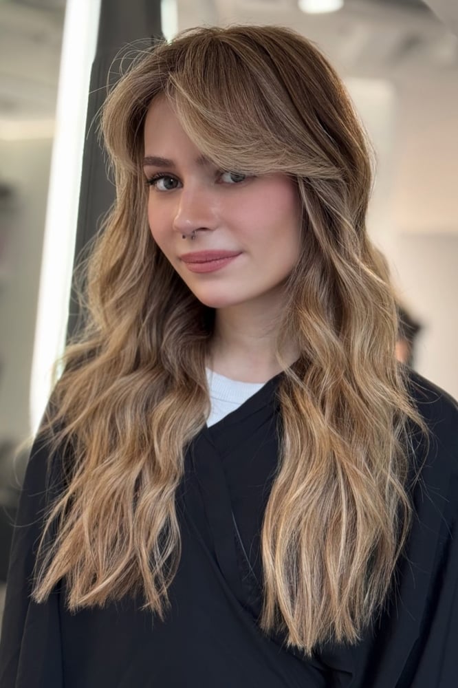 Collarbone Medium Brown With Face-Framing Highlights — Trendy Highlights Hair