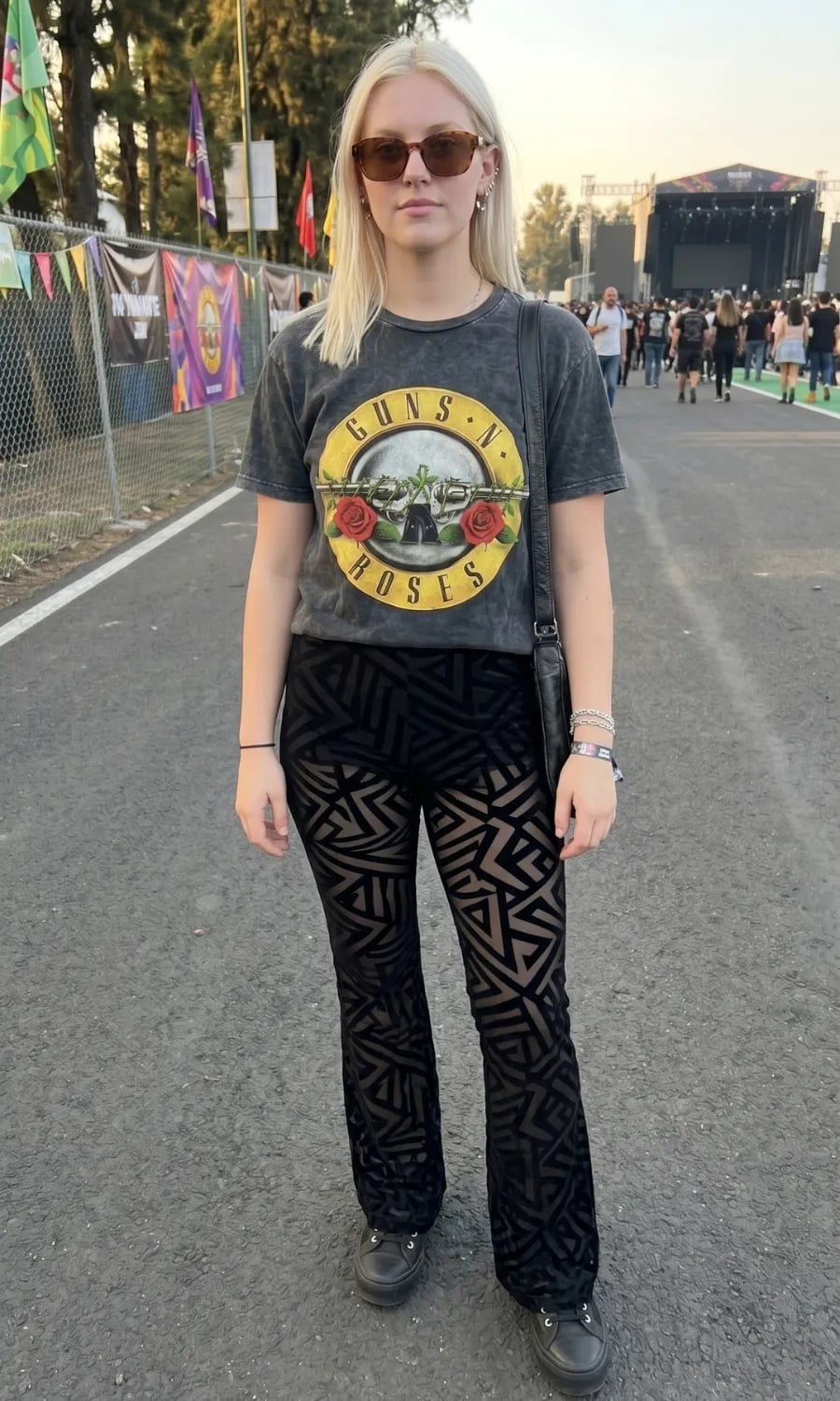 Band T-Shirt with Burnout Flared Pants for Concert Style Band T-Shirt with Burnout Flared Pants for Concert Style — Trendy Indie Outfits