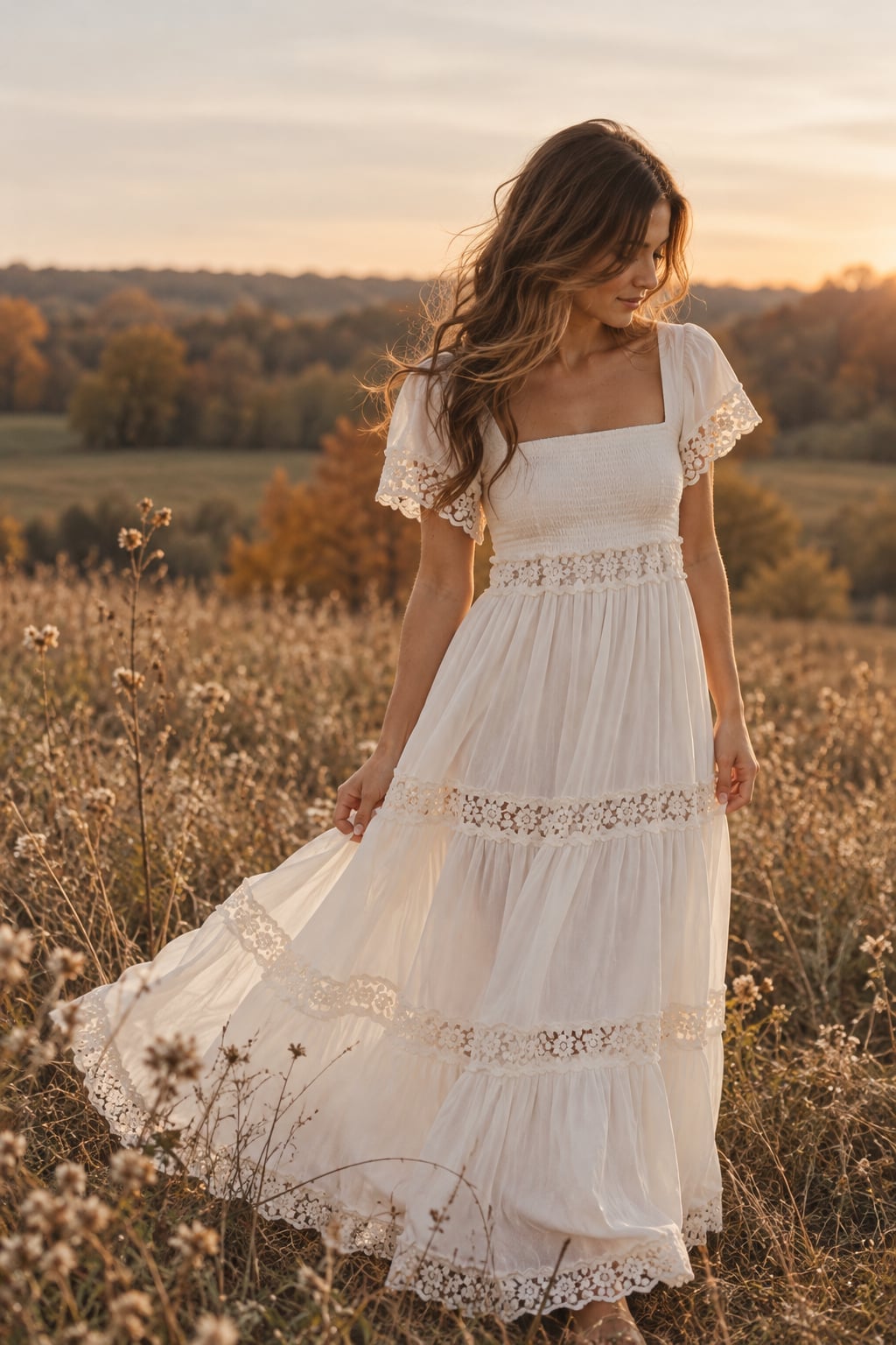 Ethereal White Tiered Maxi Dress for Outdoor Events Ethereal White Tiered Maxi Dress for Outdoor Events — Trendy Indie Outfits