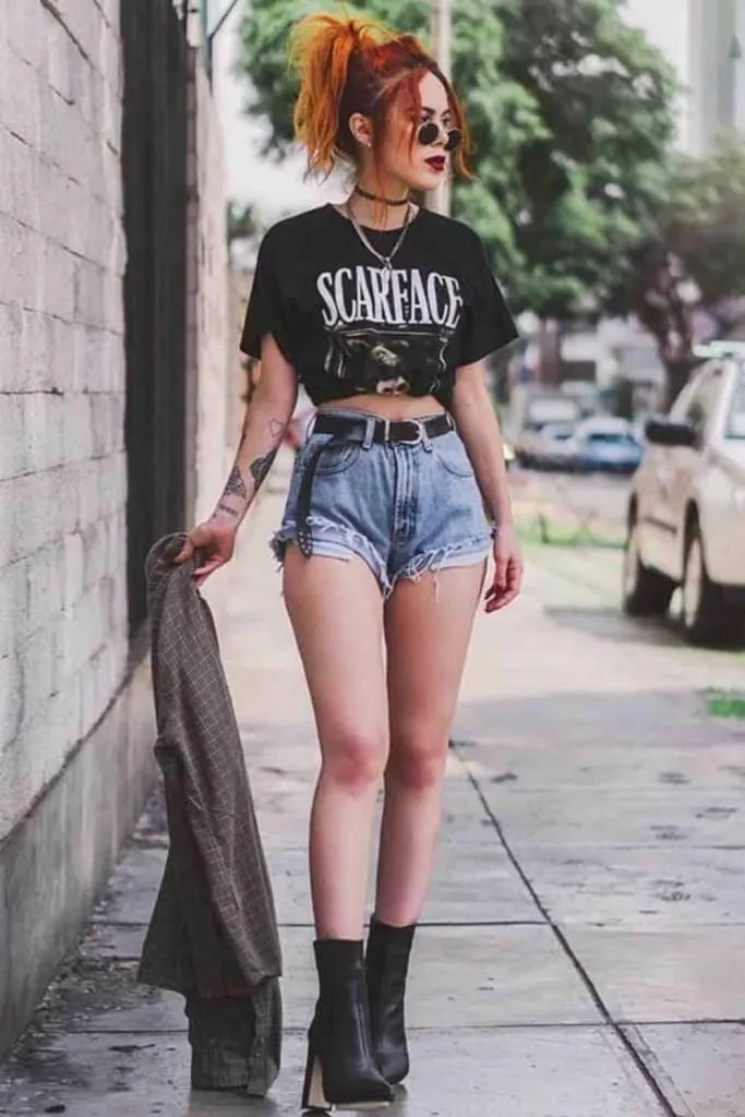 Graphic Tee and Denim Shorts Edgy Casual Street Style Graphic Tee and Denim Shorts Edgy Casual Street Style — Trendy Indie Outfits