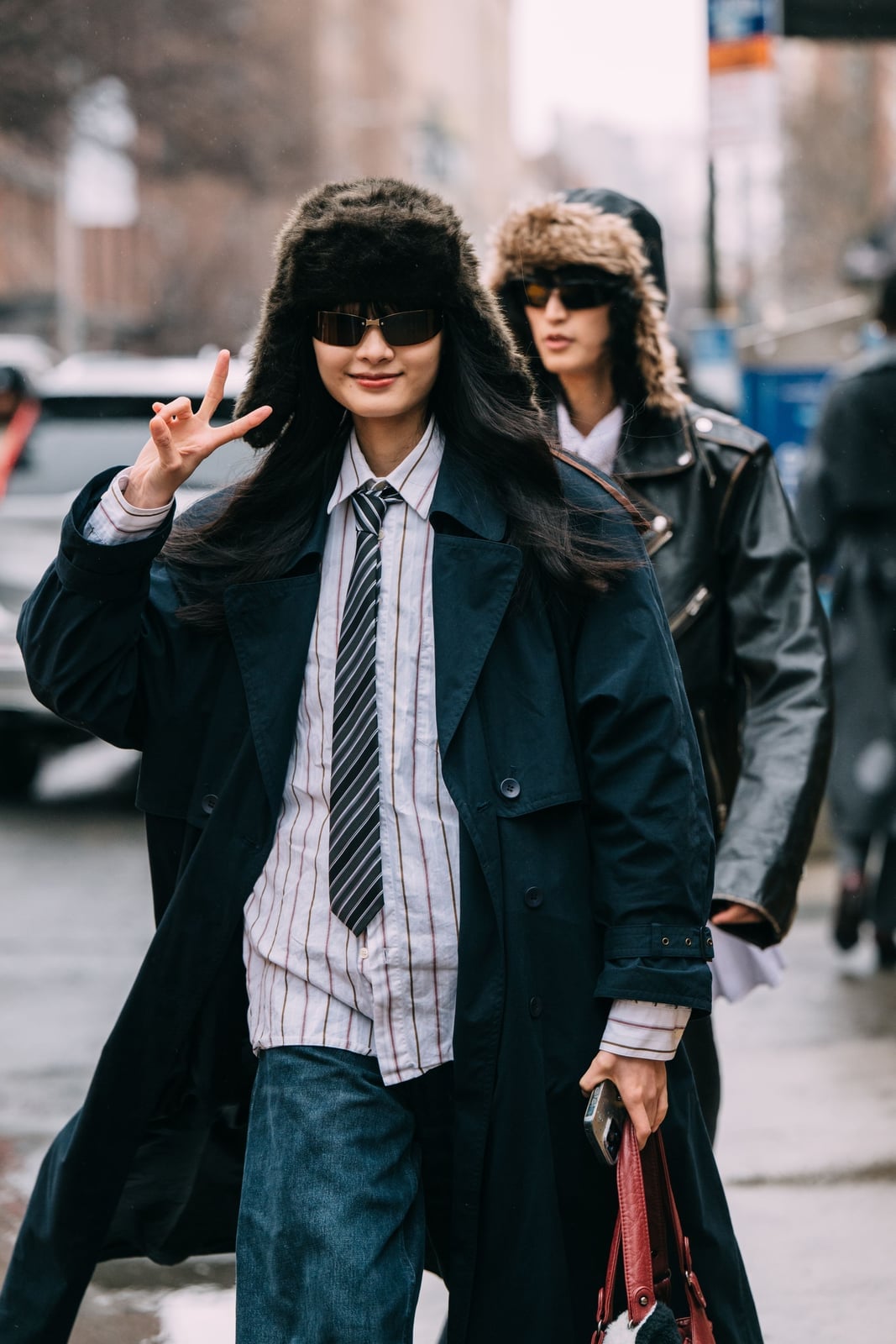 Oversized Trench Coat Over Striped Shirt and Tie Indie Sleaze Oversized Trench Coat Over Striped Shirt and Tie Indie Sleaze — Trendy Indie Outfits