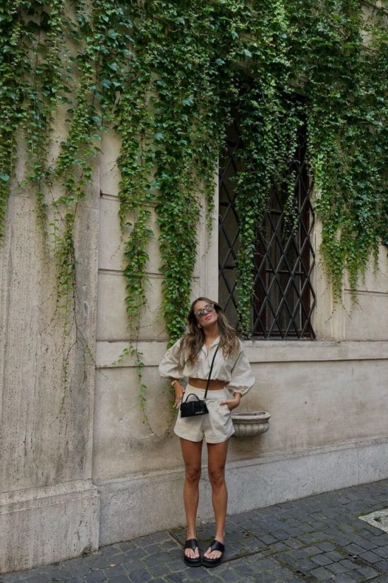Beige Cropped Button-Up Shirt and Shorts Set Beige Cropped Button-Up Shirt and Shorts Set — Trendy Italy Outfits