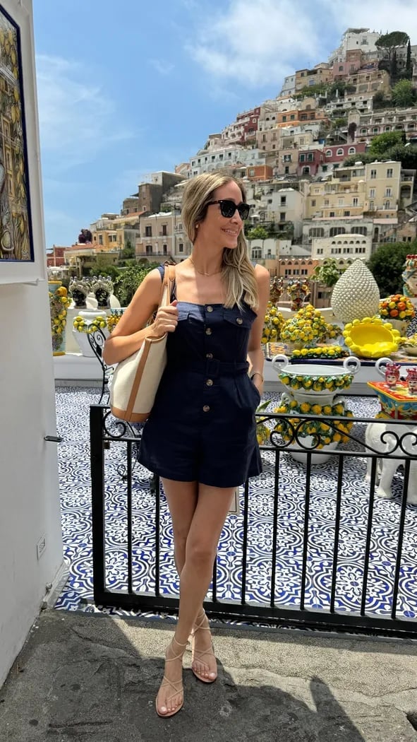 Navy Blue Button-Front Romper Navy Blue Button-Front Romper — Trendy Italy Outfits