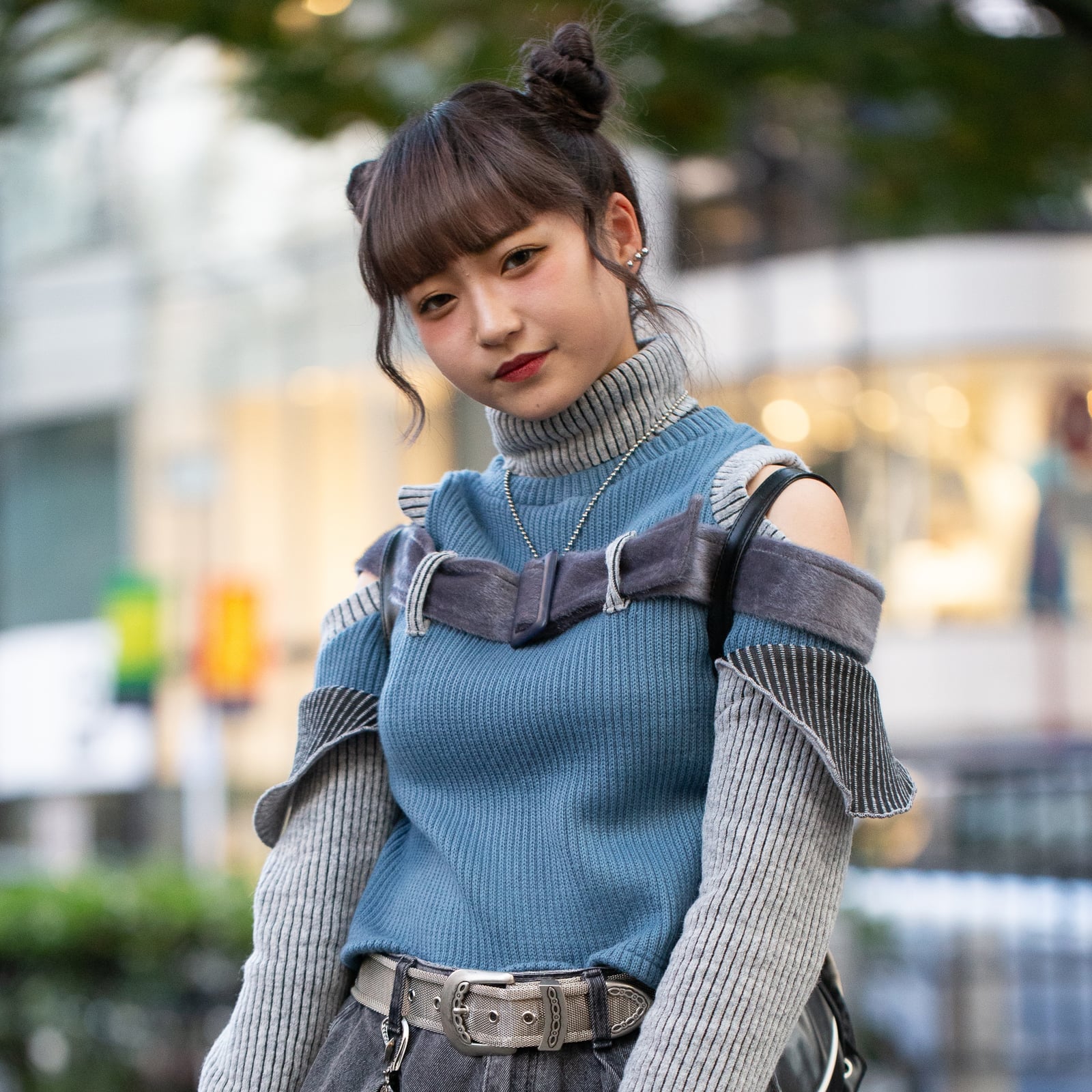 Layered Knit Sweater With Cut-Outs — Trendy Japan Outfits