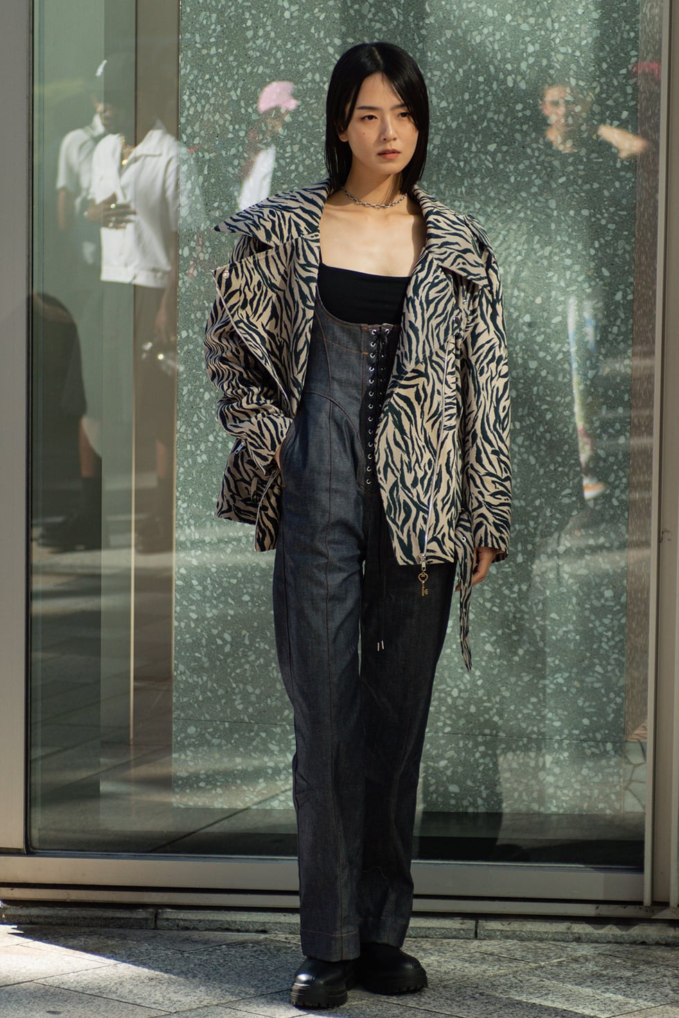 Animal Print Jacket With Corset Pants — Trendy Japan Outfits