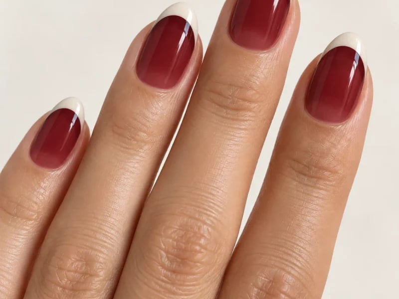 Short Oval Red Pink Jelly French Tip Short Oval Red Pink Jelly French Tip — Trendy Jelly Nails