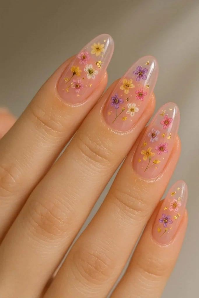 Long Almond Embedded Flowers Jelly Long Almond Embedded Flowers Jelly — Trendy Jelly Nails