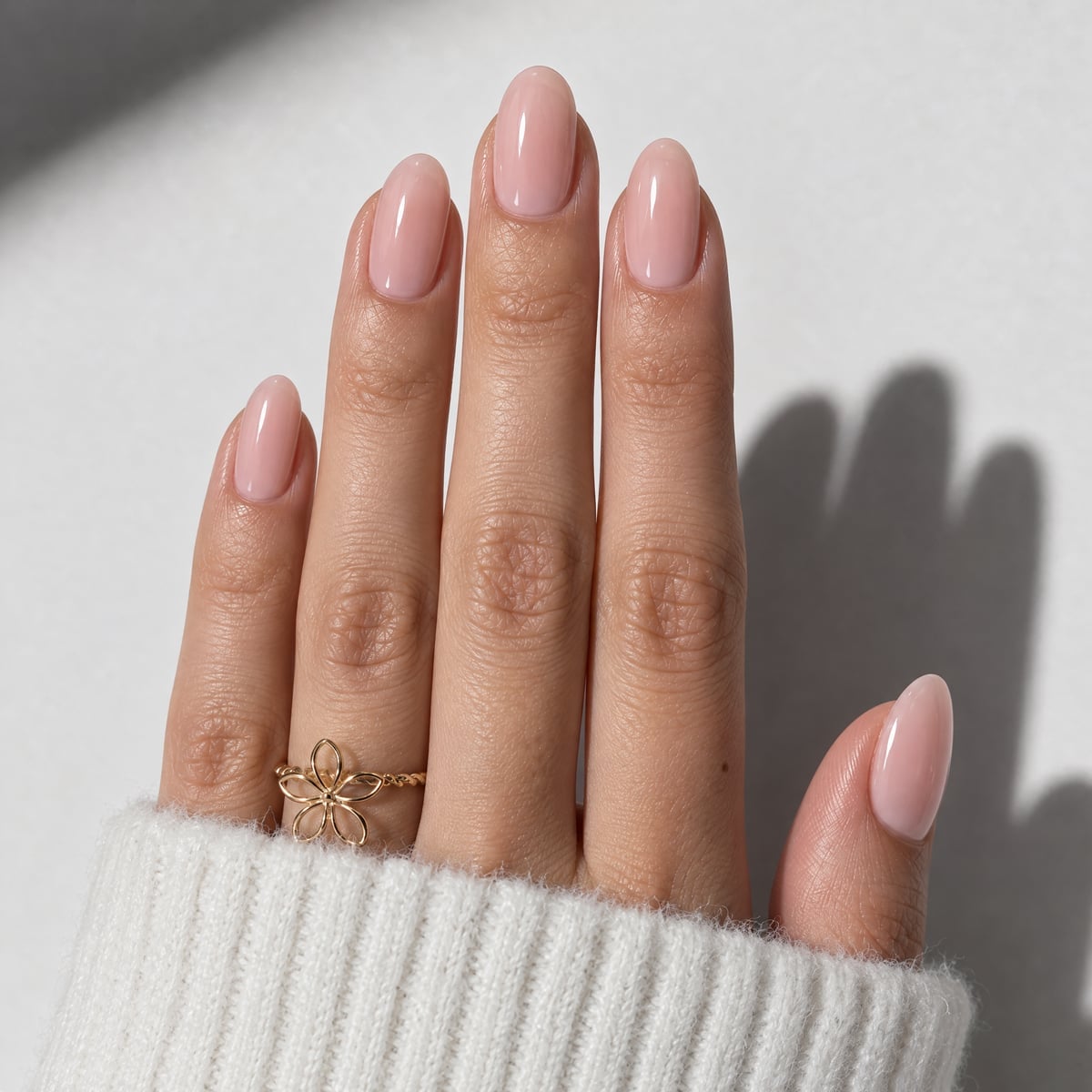 Medium Oval Light Pink Nude Glossy Medium Oval Light Pink Nude Glossy — Trendy Jelly Nails