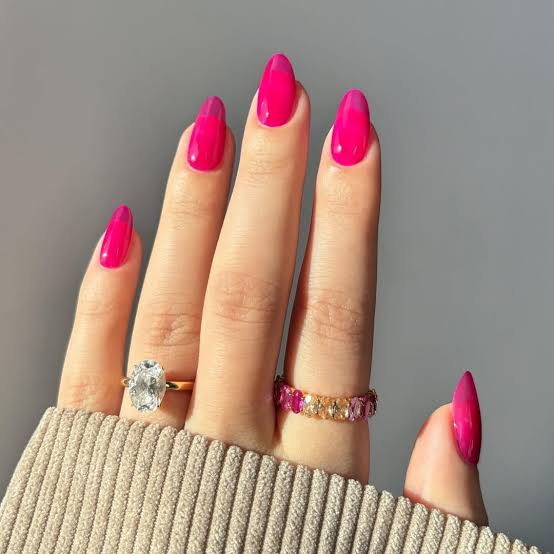 Medium Almond Vibrant Pink Jelly Medium Almond Vibrant Pink Jelly — Trendy Jelly Nails