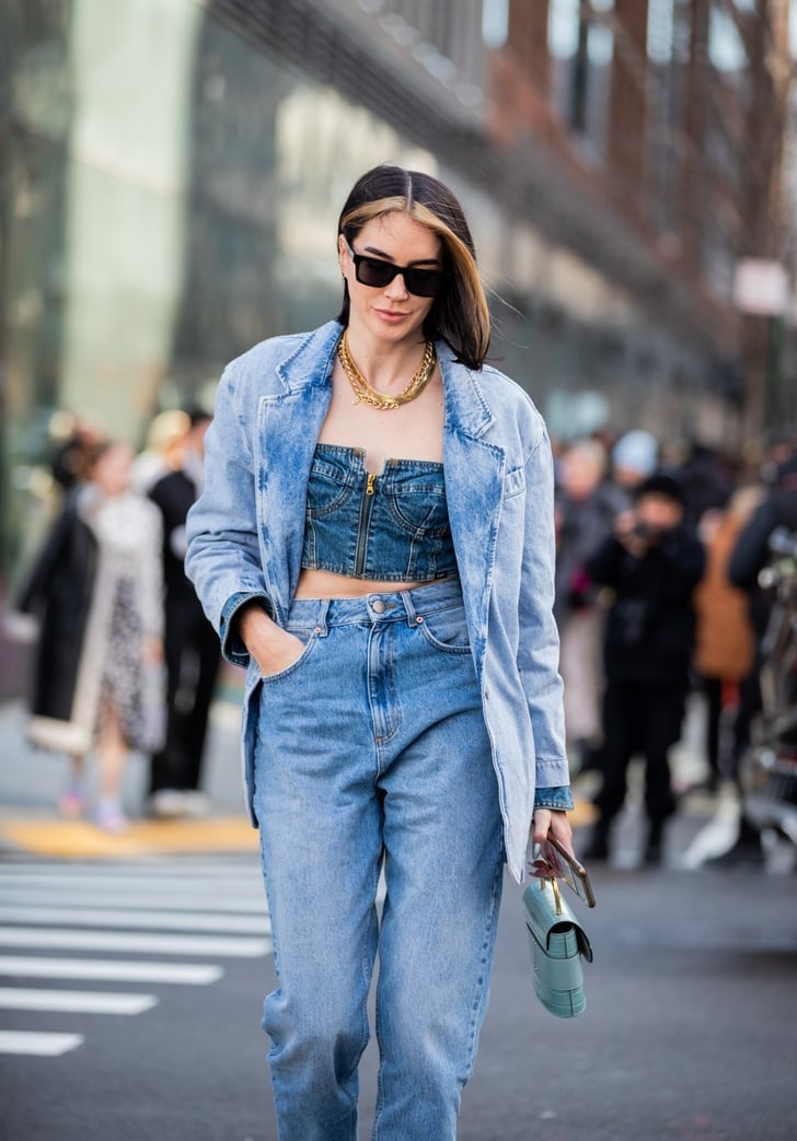 Denim Corset Top with Oversized Denim Jacket Denim Corset Top with Oversized Denim Jacket — Trendy K-pop Outfits