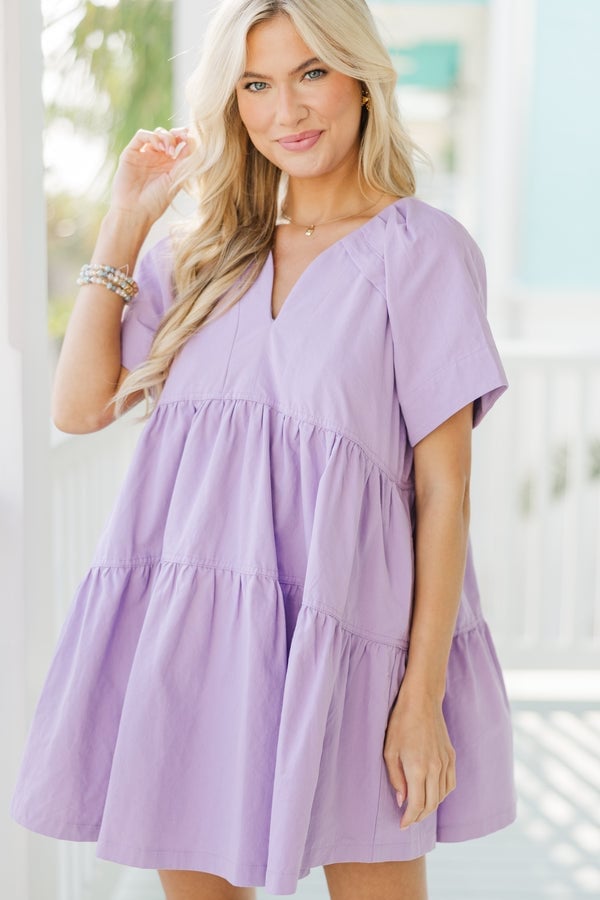 Lavender Tiered Babydoll Dress For Day Out Lavender Tiered Babydoll Dress For Day Out — Trendy Lavender Outfits