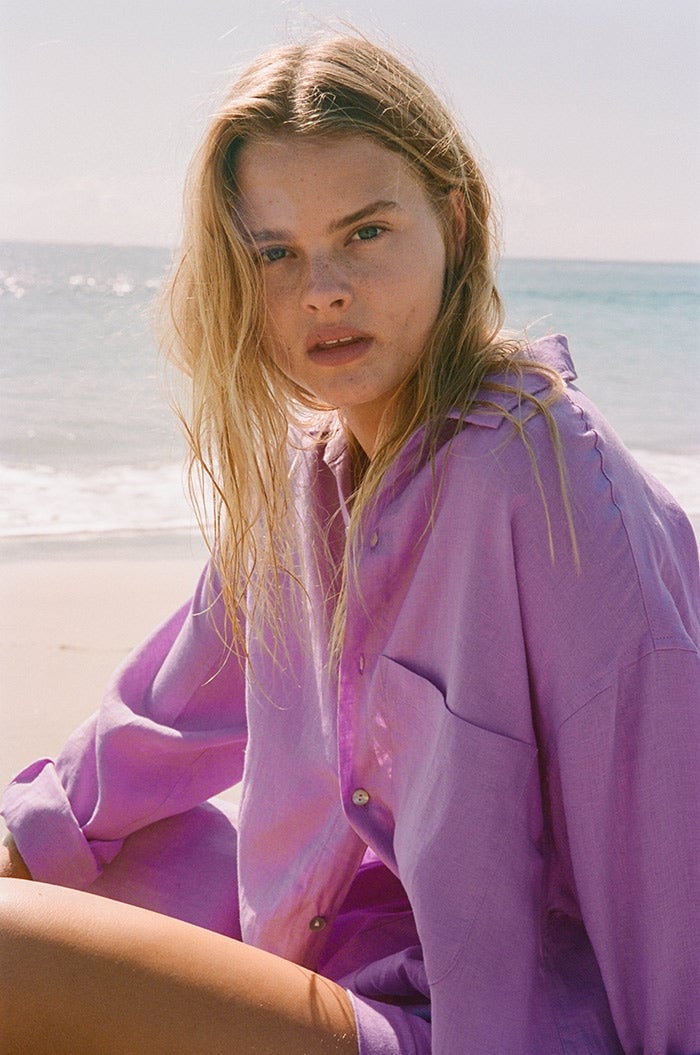 Light Purple Oversized Linen Button-Down Shirt Light Purple Oversized Linen Button-Down Shirt — Trendy Lavender Outfits