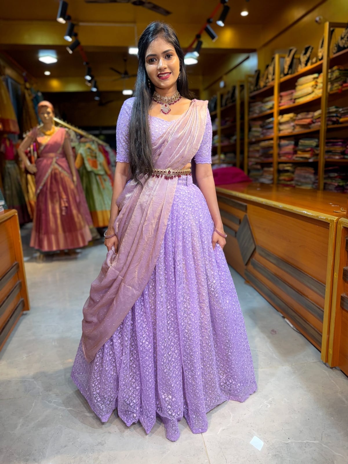 Lavender Lehenga With Sequined Lace Skirt Lavender Lehenga With Sequined Lace Skirt — Trendy Lavender Outfits