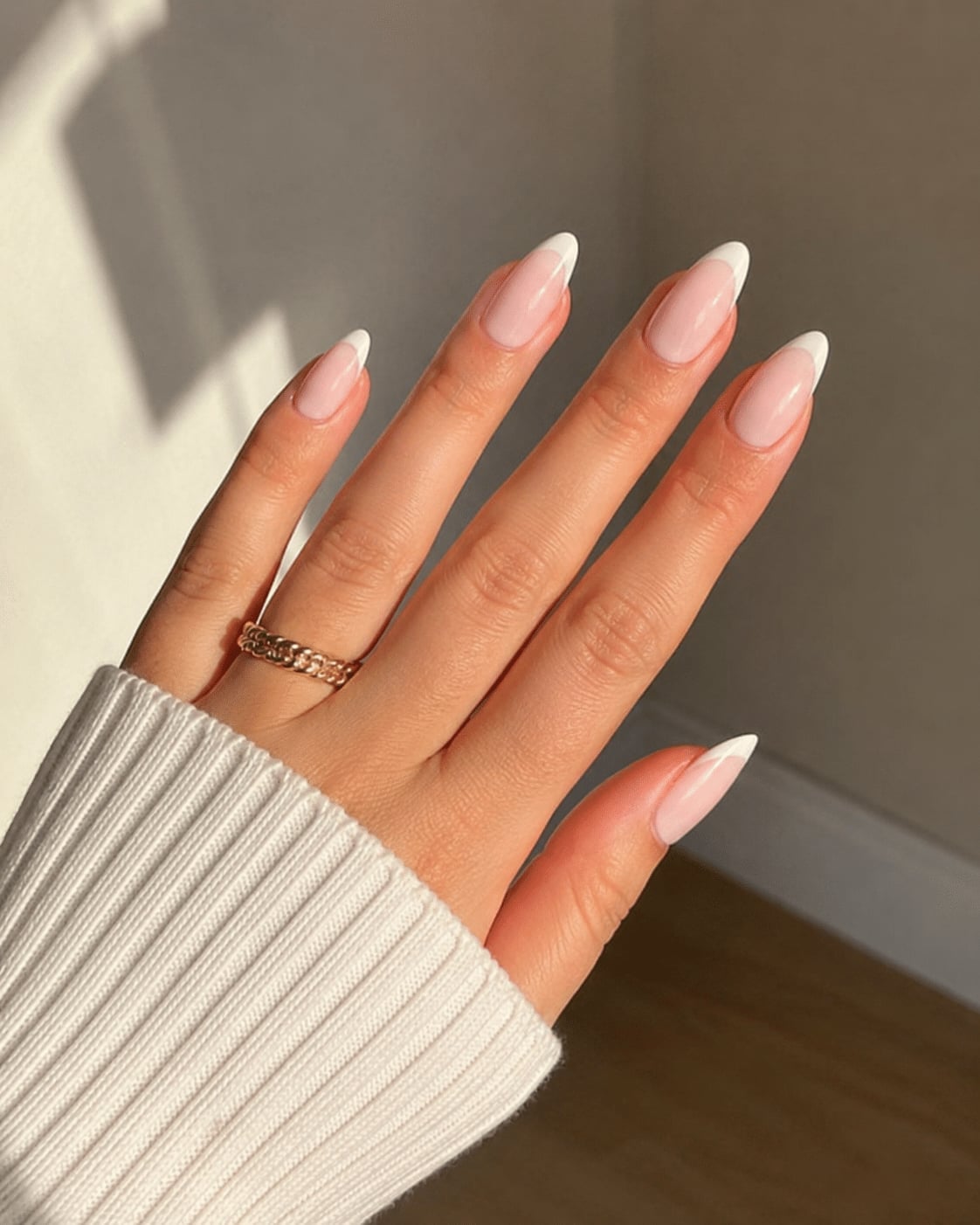 Classic French Long Almond Nails Classic French Long Almond Nails — Trendy Long Nails