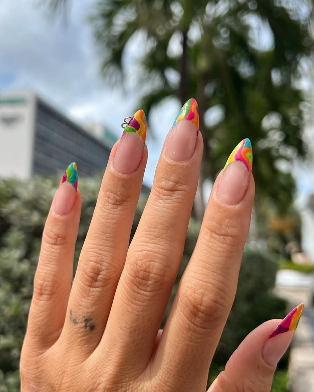Multicolor Abstract French Stiletto Nails Multicolor Abstract French Stiletto Nails — Trendy Long Nails