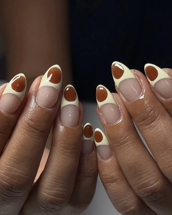 Medium Almond Geometric Color Block Tip Nails Medium Almond Geometric Color Block Tip Nails — Trendy Manicure Nails