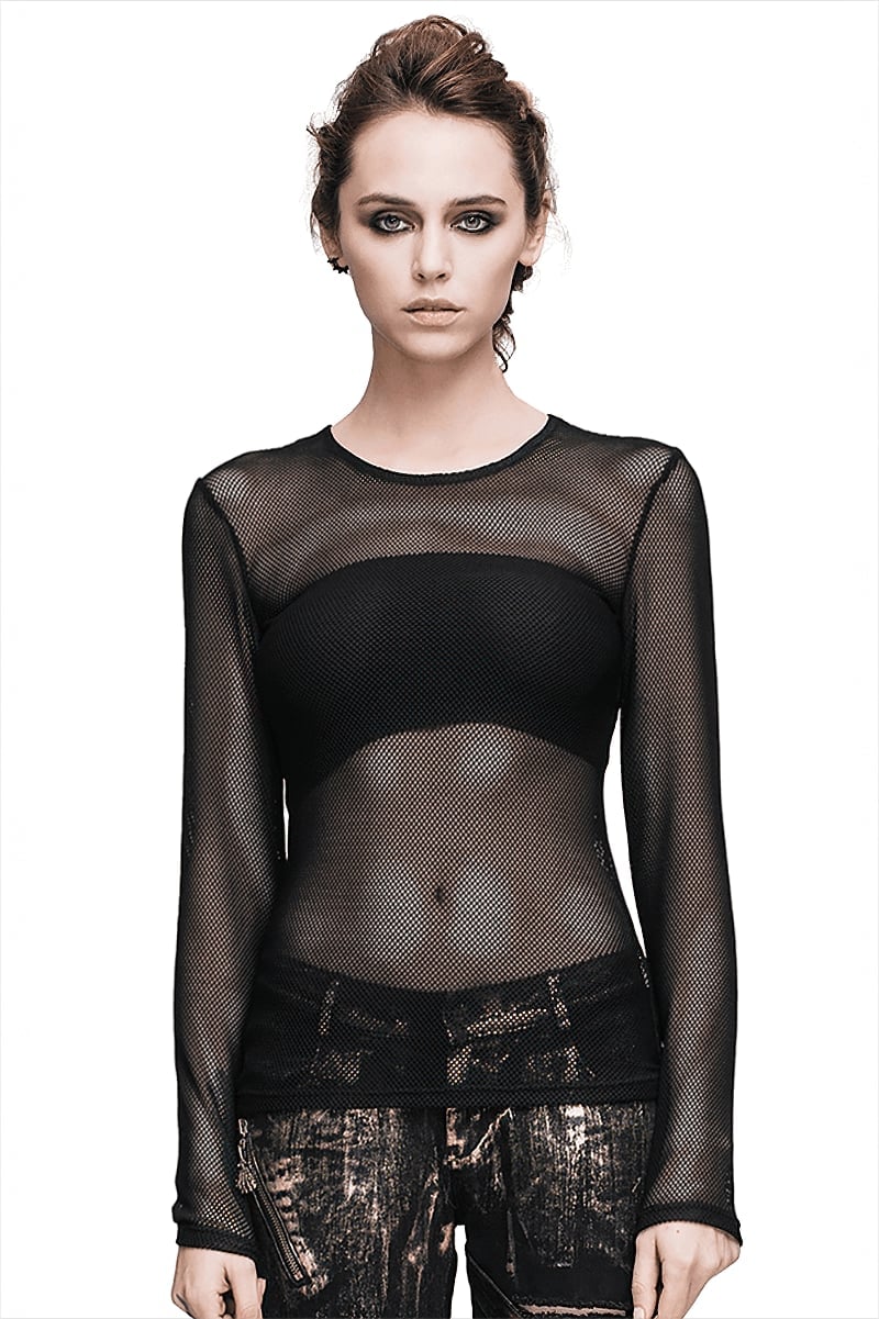 Steampunk Inspired Mesh Top, Black Steampunk Inspired Mesh Top, Black — Trendy Mesh Top Outfits
