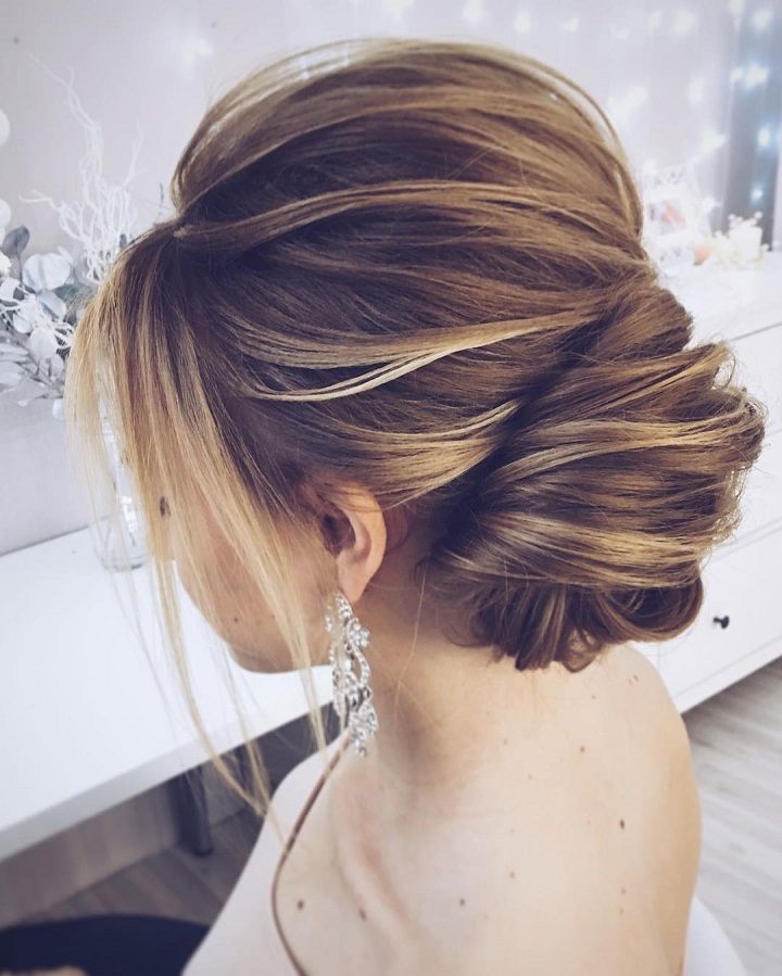 Medium Brown Balayage Updo — Trendy Messy Bun Updo