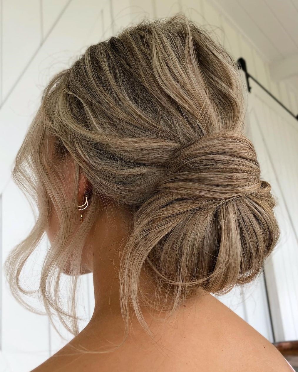 Soft Ash Blonde Messy Bun Updo — Trendy Messy Bun Updo