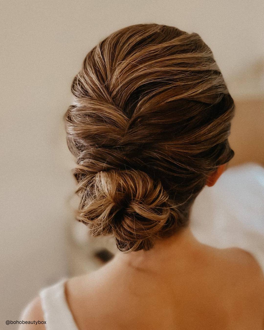 Dark Blonde Low Braided Messy Bun — Trendy Messy Bun Updo