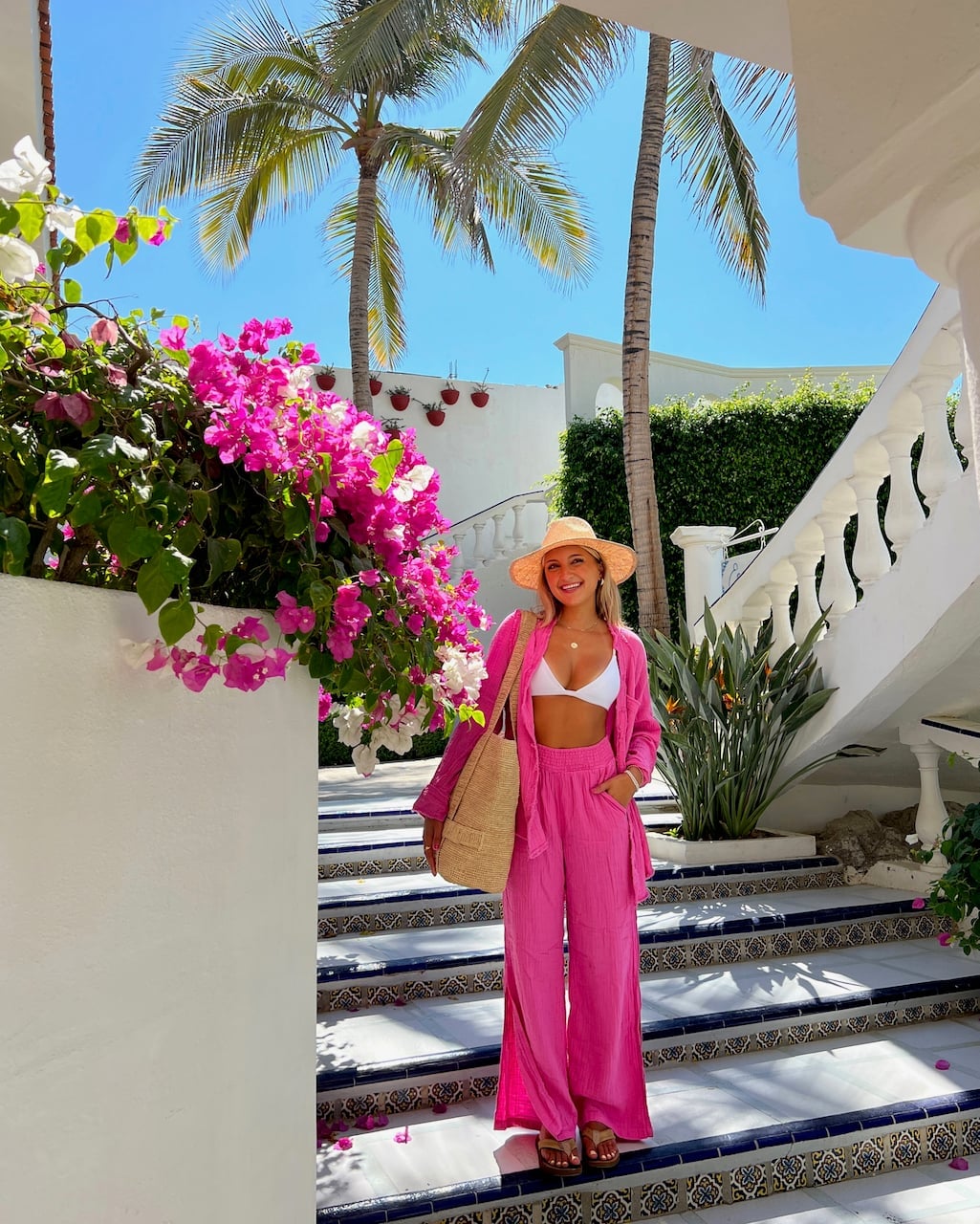 Pink Linen-Like Set for Tropical Getaways Pink Linen-Like Set for Tropical Getaways — Trendy Mexico Outfits